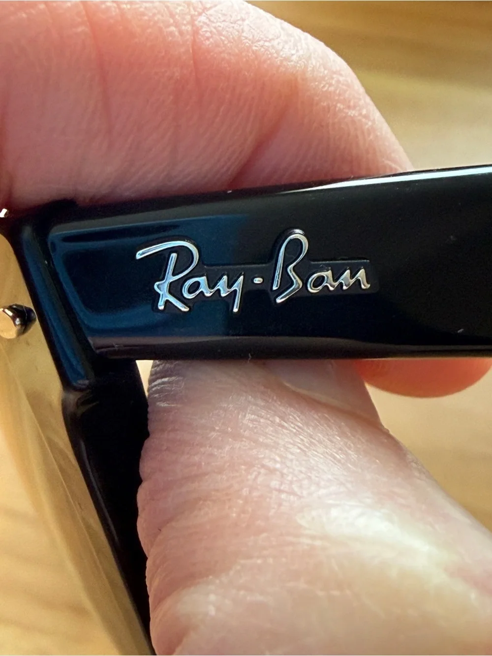 Ray-Ban Black Frame Green Lens Sunglasses with Brown Case